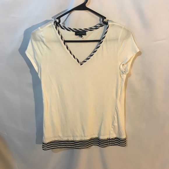 The Limited Tops - {3 for $15} The Limited white t-shirt with stripe
